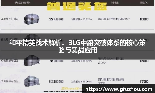 和平精英战术解析：BLG中路突破体系的核心策略与实战应用